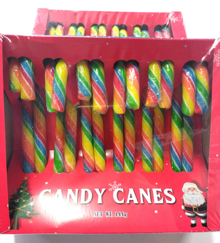 CHRISTMAS RAINBOW CANDY CANES 12g x 12pcs - Sunshine Confectionery