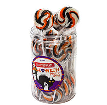 Load image into Gallery viewer, Halloween Orange, Black n White Swirl Lollipops - Sunshine Confectionery
