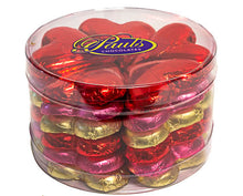 Load image into Gallery viewer, Hearts - Milk Chocolate 30g Hearts in Assorted Foil tub of 30 - Sunshine Confectionery