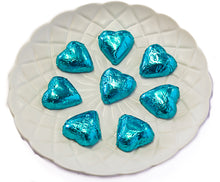 Load image into Gallery viewer, Hearts - Milk Chocolate Hearts in Aqua Blue Foil 350g - Sunshine Confectionery