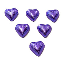 Load image into Gallery viewer, Hearts - Chocolate Hearts in Mauve Foil (5kg bulk) - Sunshine Confectionery
