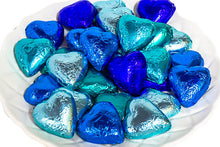 Load image into Gallery viewer, Hearts - Milk Chocolate Hearts in Mixed Blue Foils 350g - Sunshine Confectionery