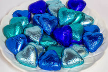 Load image into Gallery viewer, Hearts - Milk Chocolate Hearts in Mixed Blue Foils 350g - Sunshine Confectionery