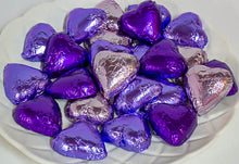 Load image into Gallery viewer, Hearts - Milk Chocolate Hearts in Mixed Purple Foils 350g - Sunshine Confectionery
