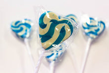 Load image into Gallery viewer, Lollipops - Blue n White Mini Heart Lollipop 24pc - Sunshine Confectionery
