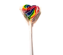 Load image into Gallery viewer, Lollipops - Rainbow Mini Swirly Heart Lollipop 24pc - Sunshine Confectionery
