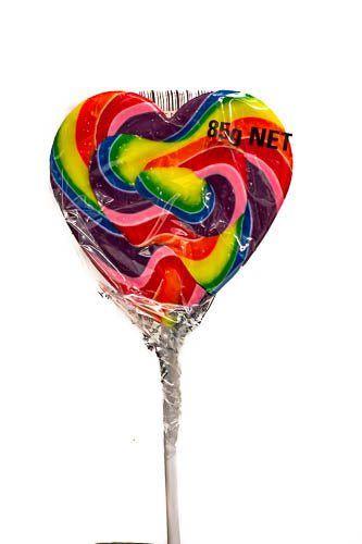 Lollipop - Swirly Heart Rainbow - 85g - Sunshine Confectionery