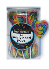 Load image into Gallery viewer, Lollipops - Rainbow Mini Swirly Heart Lollipop 24pc - Sunshine Confectionery