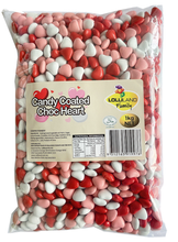 Load image into Gallery viewer, Candy Shell Red, Pink and White Chocolate Hearts 1kg - Sunshine Confectionery
