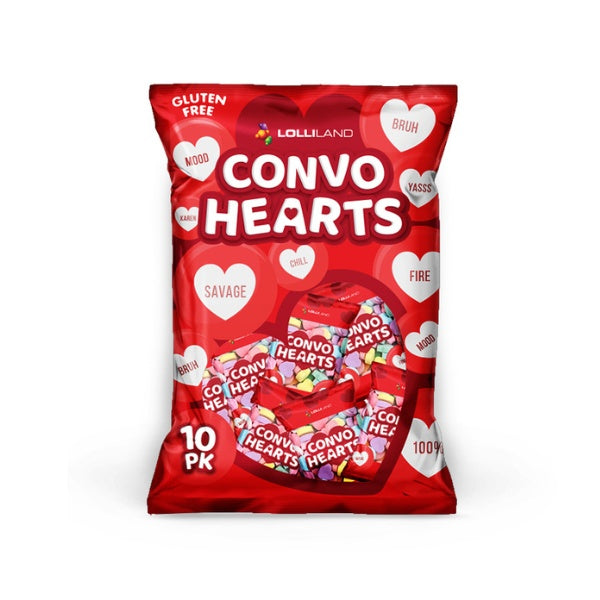 Convo Hearts Multipack 20g x 10packets - Sunshine Confectionery