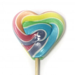 Rainbow Pin Stripe Swirl Heart Lollipop