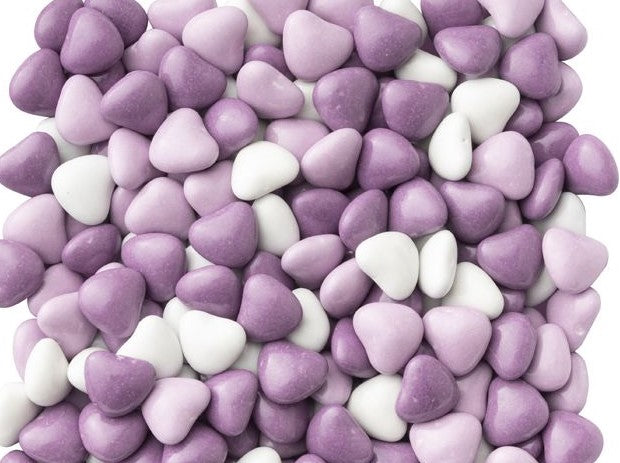 Candy Shell Purple and White Chocolate Hearts