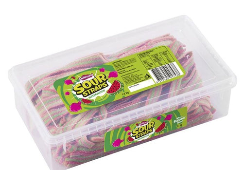 Watermelon Sour Straps - tub 1.2kg - Sunshine Confectionery