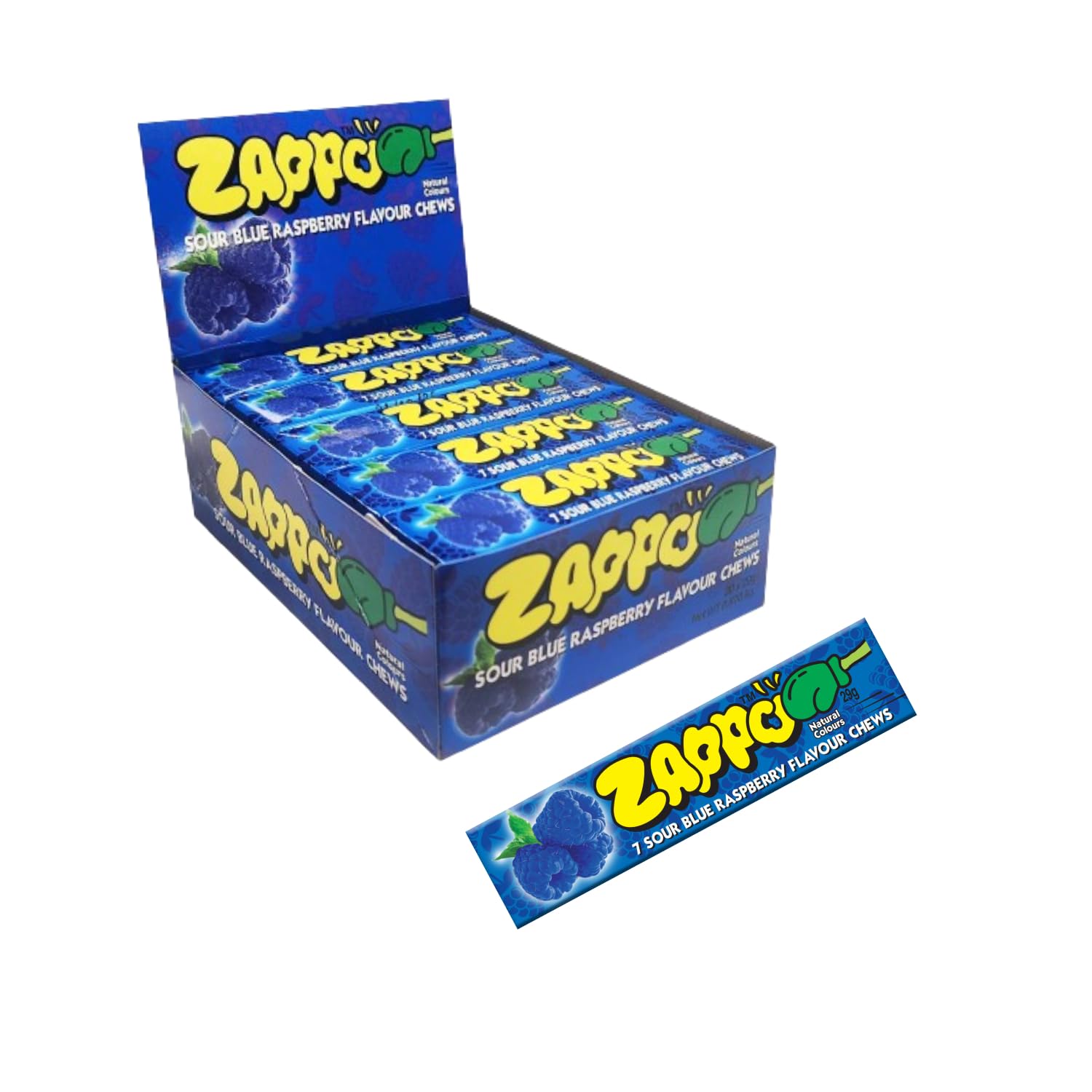Zappo Blue Raspberry Candy Zappo Blue Raspberry Chews | Sunshine Confectionery