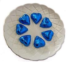 Load image into Gallery viewer, Hearts - Milk Chocolate Hearts in Electric Blue Foil 1kg - Sunshine Confectionery
