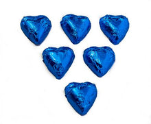 Load image into Gallery viewer, Hearts - Milk Chocolate Hearts in Electric Blue Foil 1kg - Sunshine Confectionery
