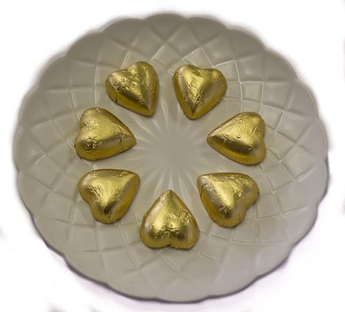 Hearts - Milk Chocolate Hearts in Gold Foil 1kg - Sunshine Confectionery