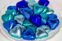 Load image into Gallery viewer, Hearts - Milk Chocolate Hearts in Mixed Blue Foils 1kg - Sunshine Confectionery
