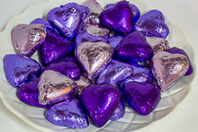 Load image into Gallery viewer, Hearts - Milk Chocolate Hearts in Mixed Purple Foils 350g - Sunshine Confectionery
