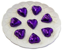 Load image into Gallery viewer, Hearts - Milk Chocolate Hearts in Purple Foil 1kg - Sunshine Confectionery
