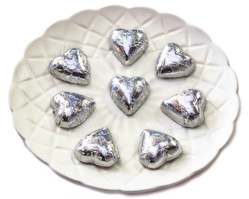 Hearts - Milk Chocolate Hearts in Silver Foil 350g - Sunshine Confectionery