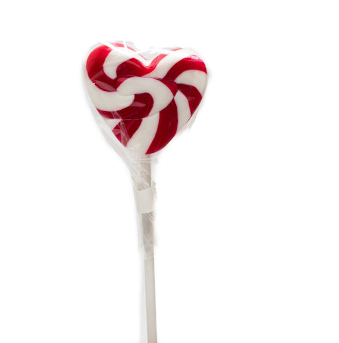 Lollipop Handmade Flat - Red Swirl Heart - Sunshine Confectionery