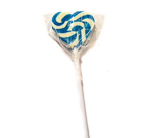 Lollipops - Blue n White Mini Heart Lollipop 24pc - Sunshine Confectionery