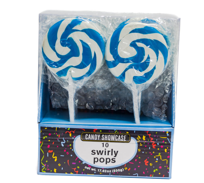 Lollipops - Swirl Flat Pops Blue - Sunshine Confectionery