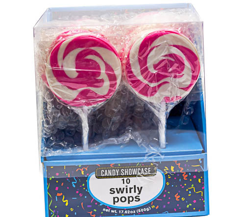 Lollipops - Swirl Flat Pops Pink - Sunshine Confectionery