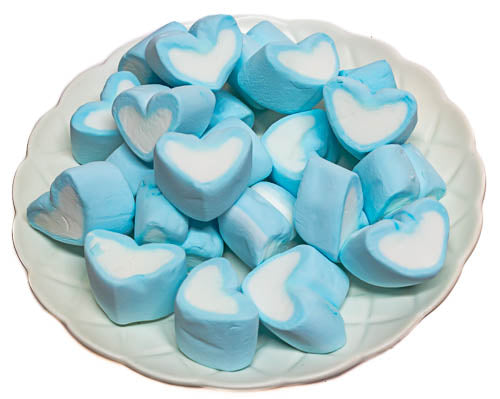 Blue Marshmallow Hearts 300g - Sunshine Confectionery