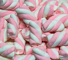 Load image into Gallery viewer, Pink Marshmallow Twists 300g - Sunshine Confectionery
