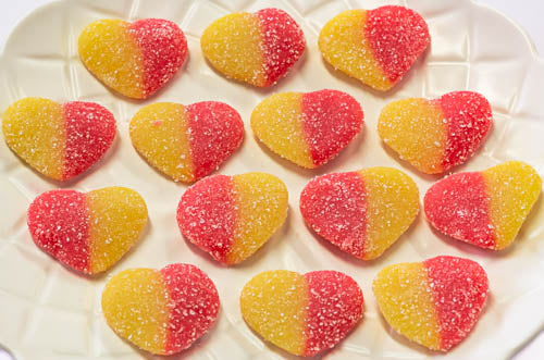 Sour Peach Hearts 1kg - Sunshine Confectionery