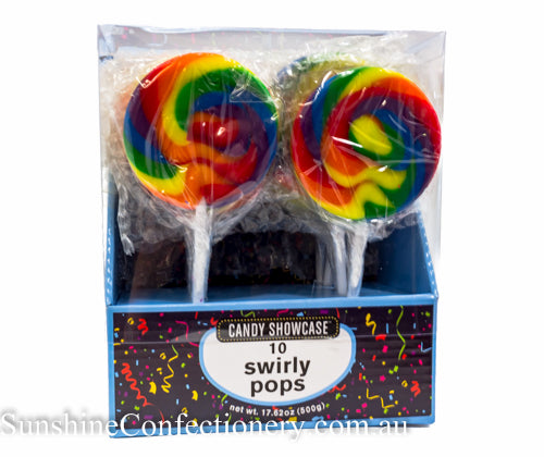 Lollipops - Swirl Flat Pops Rainbow - Sunshine Confectionery