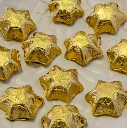 Stars - Chocolate Foil Stars - Gold 5kg - Sunshine Confectionery