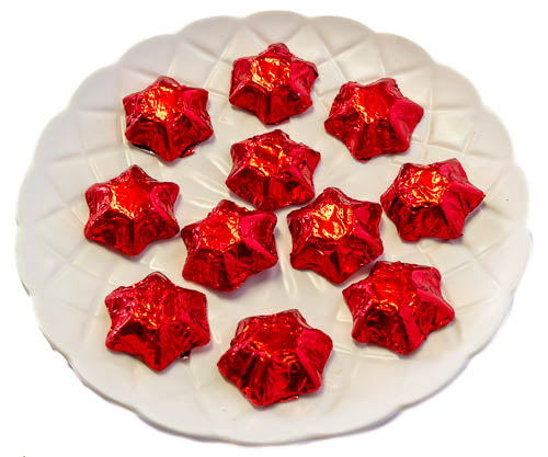 Stars - Chocolate Foil Stars - Red - Sunshine Confectionery