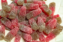 Load image into Gallery viewer, Vegetarian Sour Cherry Cola Bottles 100g - Sunshine Confectionery
